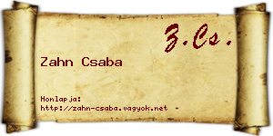 Zahn Csaba névjegykártya